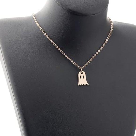 Halloween Spooky Ghost 18k Rose Gold Plated Necklace - Picture 1 of 3